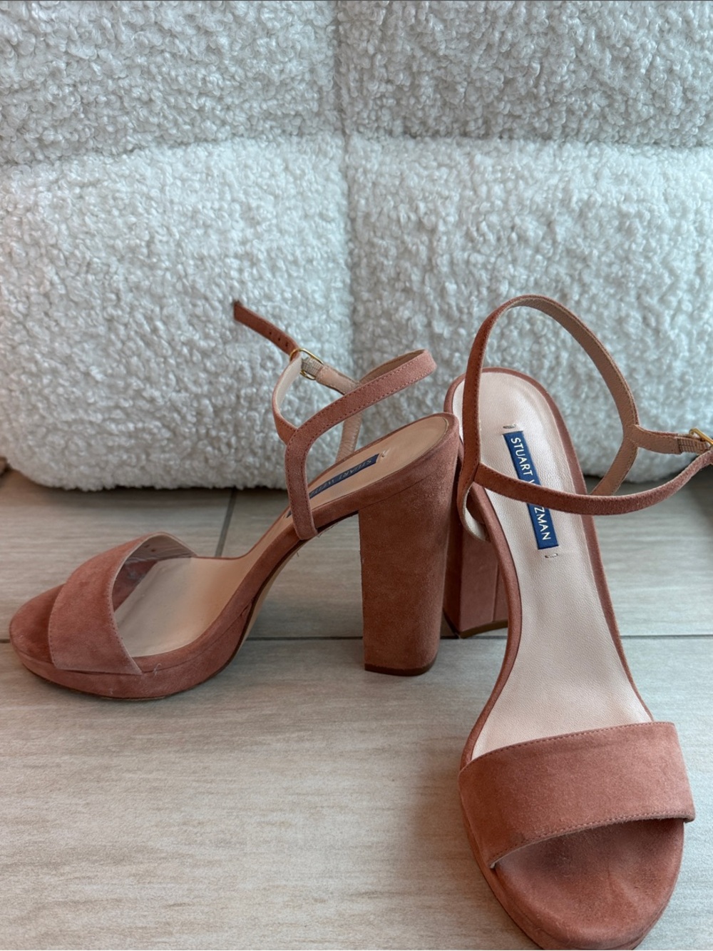 Stuart Weitzman Rust Suede Platform Sandals - Picture 3 of 3